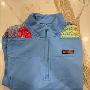 Vineyard Vines Blue Pullover with Nautical Patterns